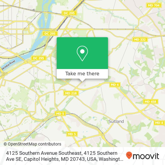 4125 Southern Avenue Southeast, 4125 Southern Ave SE, Capitol Heights, MD 20743, USA map
