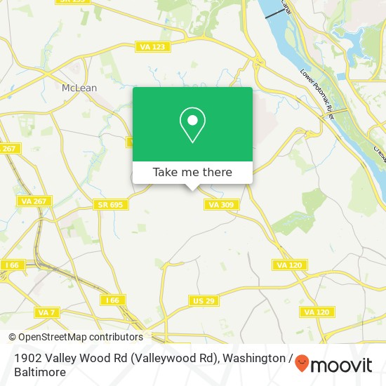 Mapa de 1902 Valley Wood Rd (Valleywood Rd), McLean, VA 22101