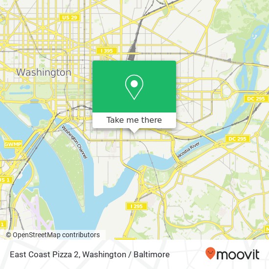 Mapa de East Coast Pizza 2, 1000 New Jersey Ave SE
