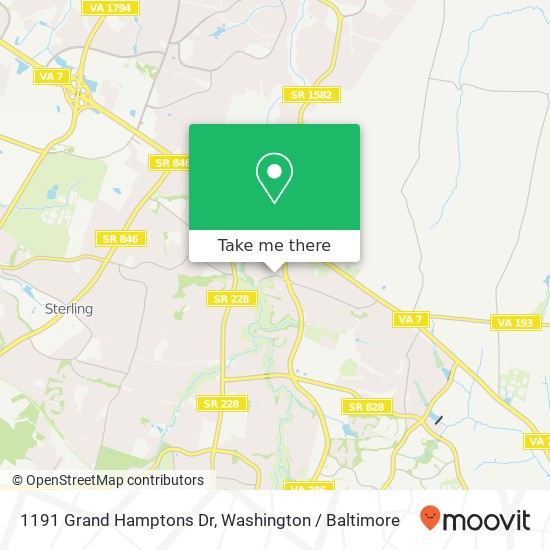 Mapa de 1191 Grand Hamptons Dr, Herndon, VA 20170