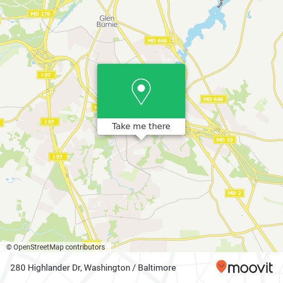 Mapa de 280 Highlander Dr, Glen Burnie, MD 21061