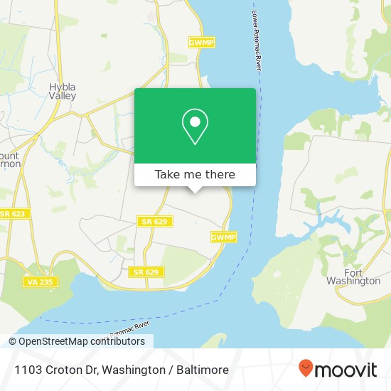 Mapa de 1103 Croton Dr, Alexandria, VA 22308