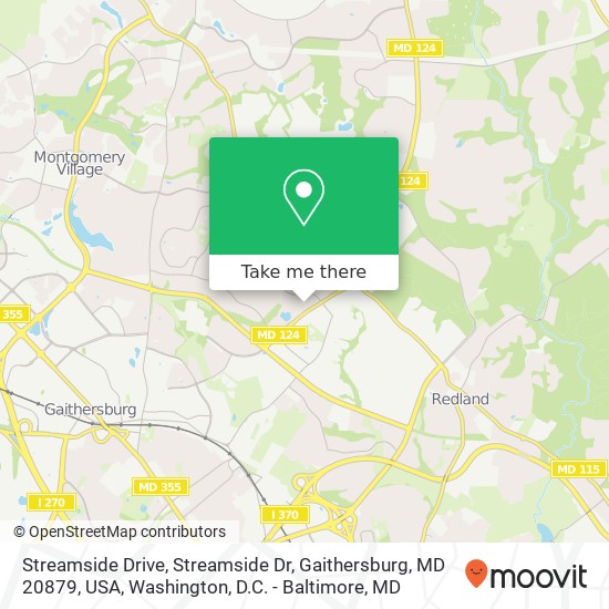 Mapa de Streamside Drive, Streamside Dr, Gaithersburg, MD 20879, USA