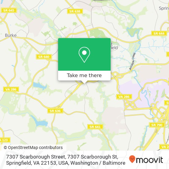 Mapa de 7307 Scarborough Street, 7307 Scarborough St, Springfield, VA 22153, USA