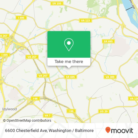 Mapa de 6600 Chesterfield Ave, McLean, VA 22101