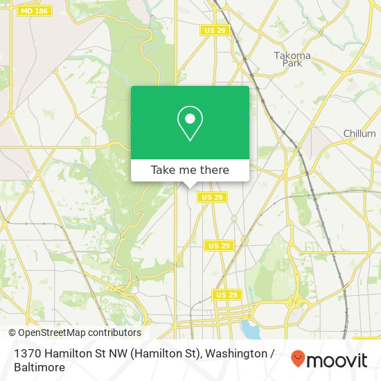 Mapa de 1370 Hamilton St NW (Hamilton St), Washington, DC 20011