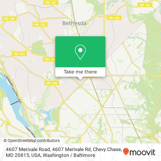 4607 Merivale Road, 4607 Merivale Rd, Chevy Chase, MD 20815, USA map