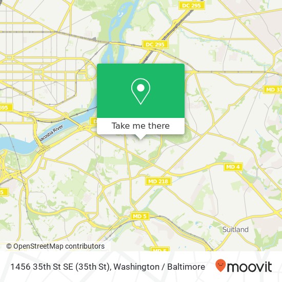 Mapa de 1456 35th St SE (35th St), Washington, DC 20020