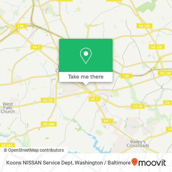 Mapa de Koons NISSAN Service Dept, 1051 E Broad St