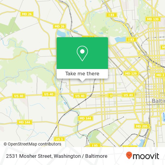 2531 Mosher Street, 2531 Mosher St, Baltimore, MD 21216, USA map