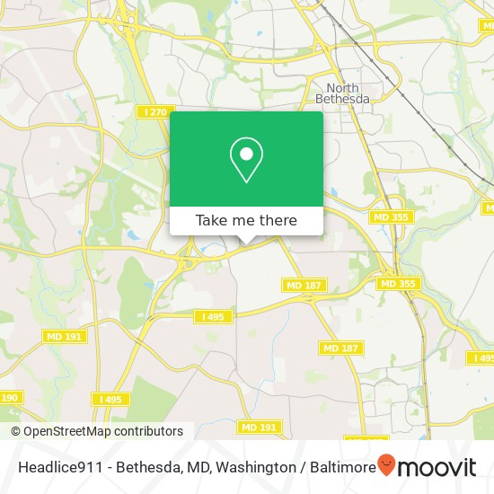 Mapa de Headlice911 - Bethesda, MD, 6505 Democracy Blvd