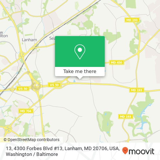 Mapa de 13, 4300 Forbes Blvd #13, Lanham, MD 20706, USA