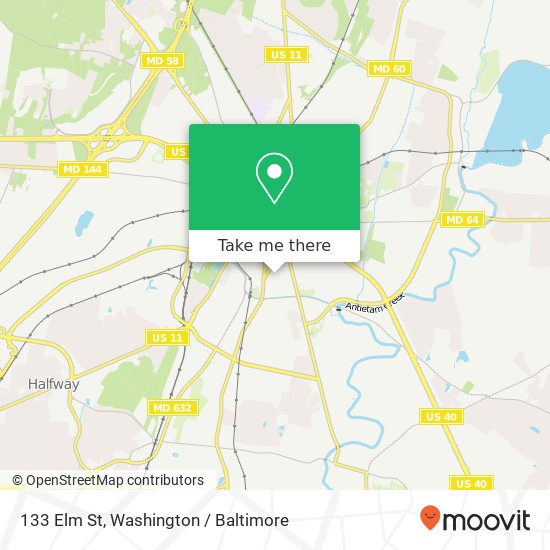 Mapa de 133 Elm St, Hagerstown, MD 21740