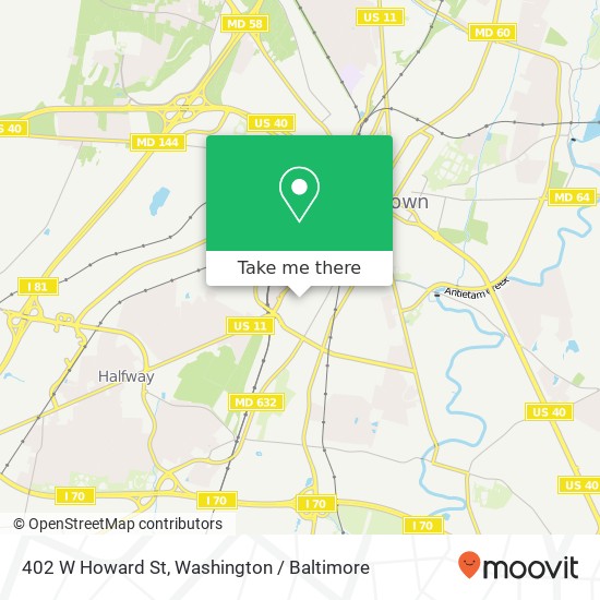 Mapa de 402 W Howard St, Hagerstown, MD 21740