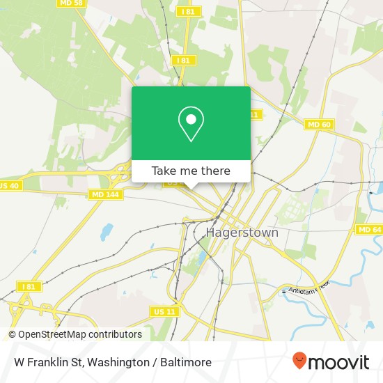 Mapa de W Franklin St, Hagerstown, MD 21740