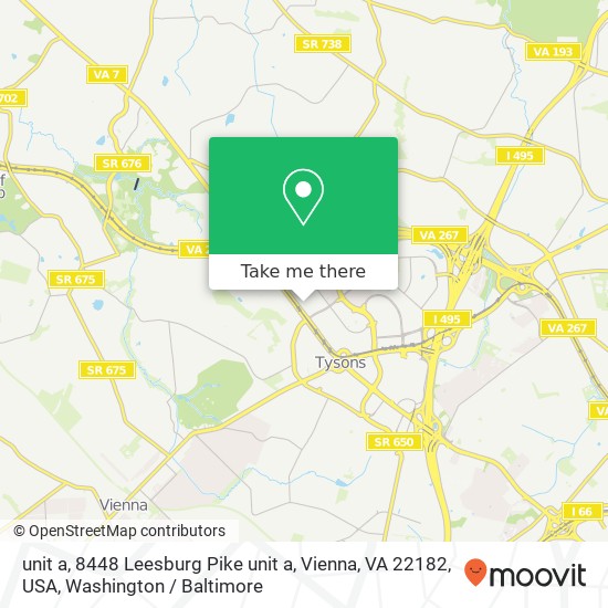 unit a, 8448 Leesburg Pike unit a, Vienna, VA 22182, USA map