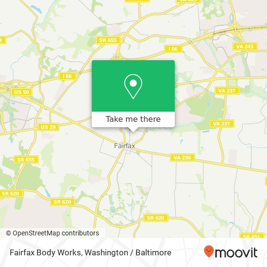 Mapa de Fairfax Body Works, 10368 Democracy Ln