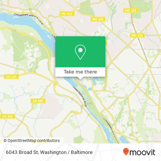 Mapa de 6043 Broad St, Bethesda, MD 20816