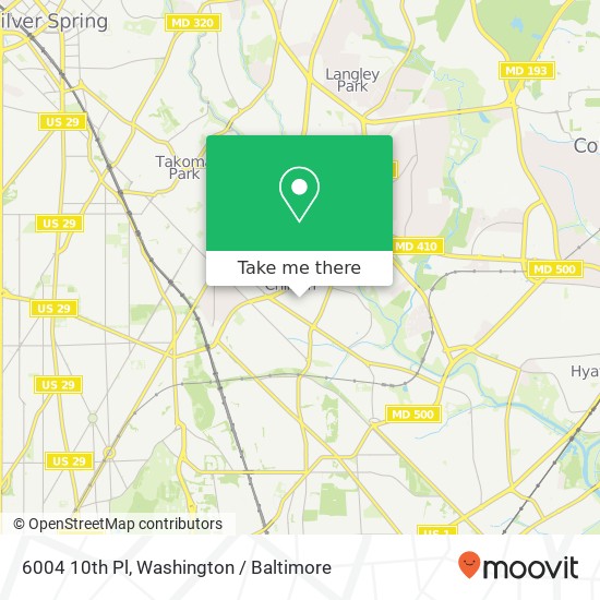 Mapa de 6004 10th Pl, Hyattsville, MD 20782