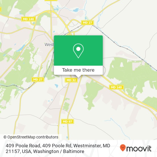 Mapa de 409 Poole Road, 409 Poole Rd, Westminster, MD 21157, USA