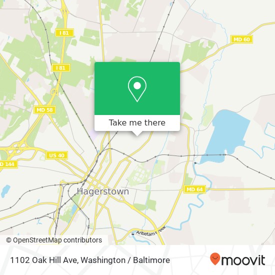 Mapa de 1102 Oak Hill Ave, Hagerstown, MD 21742