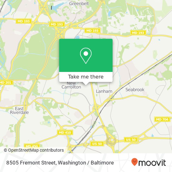 Mapa de 8505 Fremont Street, 8505 Fremont St, New Carrollton, MD 20784, USA