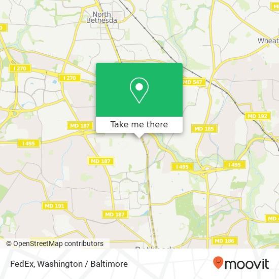 Mapa de FedEx, 9650 Rockville Pike