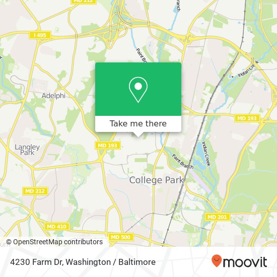 Mapa de 4230 Farm Dr, College Park, MD 20742