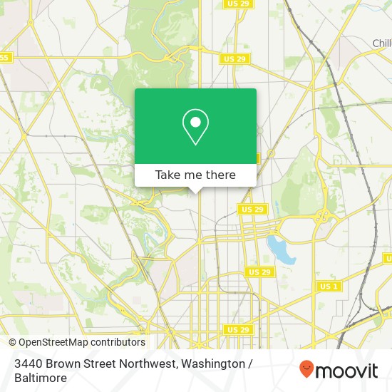 Mapa de 3440 Brown Street Northwest, 3440 Brown St NW, Washington, DC 20010, USA