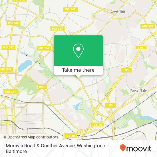 Mapa de Moravia Road & Gunther Avenue, Moravia Rd & Gunther Ave, Baltimore, MD 21206, USA