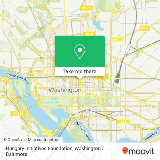 Mapa de Hungary Initiatives Foundation, 1100 H St NW