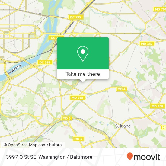 Mapa de 3997 Q St SE, Washington, DC 20020