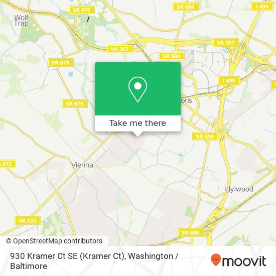 Mapa de 930 Kramer Ct SE (Kramer Ct), Vienna, VA 22180