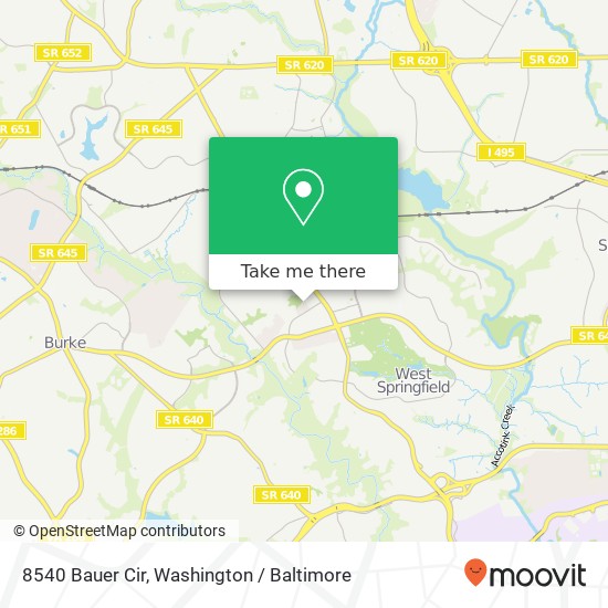 Mapa de 8540 Bauer Cir, Springfield, VA 22152