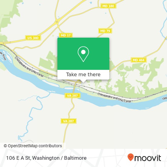 Mapa de 106 E A St, Brunswick, MD 21716