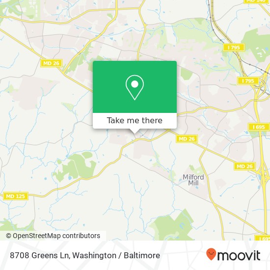 Mapa de 8708 Greens Ln, Randallstown, MD 21133