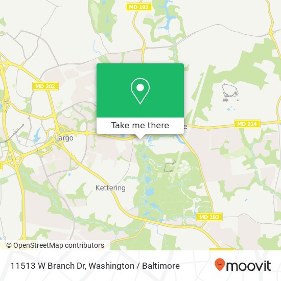 Mapa de 11513 W Branch Dr, Upper Marlboro, MD 20774