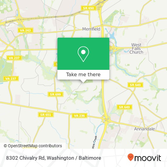 Mapa de 8302 Chivalry Rd, Annandale, VA 22003