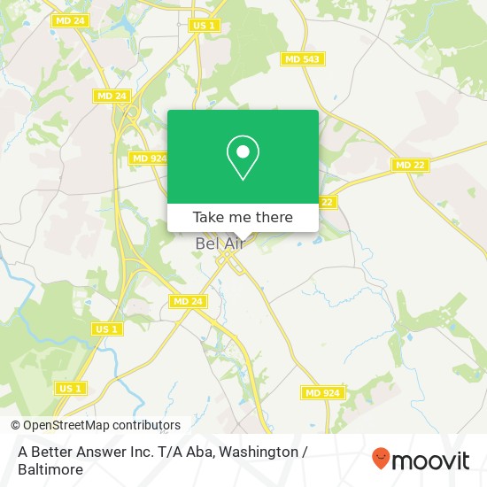 Mapa de A Better Answer Inc. T/A Aba