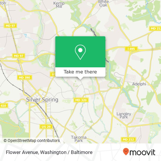 Mapa de Flower Avenue, Flower Ave, Silver Spring, MD 20901, USA
