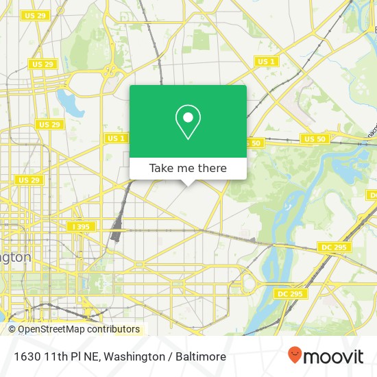 Mapa de 1630 11th Pl NE, Washington, DC 20002