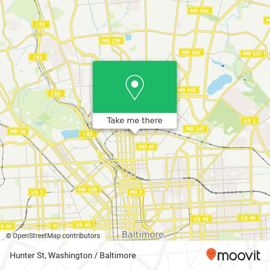 Mapa de Hunter St, Baltimore, MD 21218