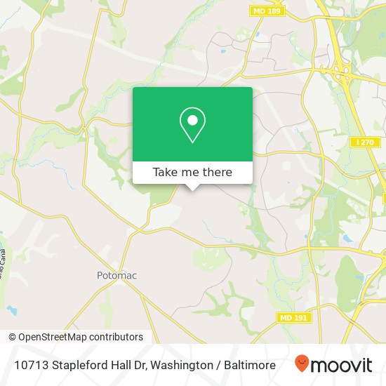 10713 Stapleford Hall Dr, Potomac, MD 20854 map