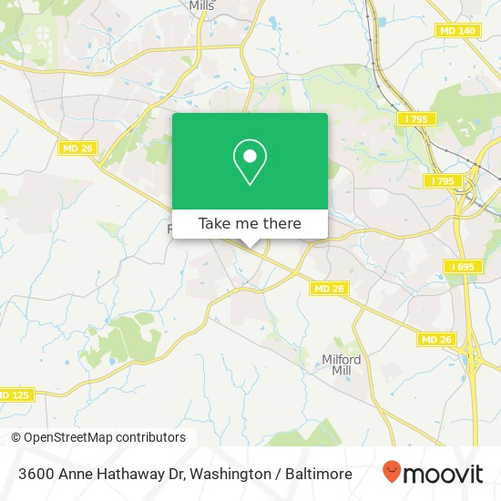 Mapa de 3600 Anne Hathaway Dr, Randallstown, MD 21133