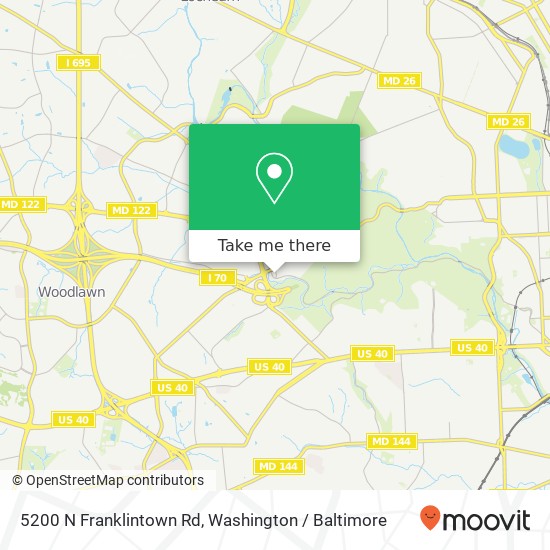 Mapa de 5200 N Franklintown Rd, Gwynn Oak, MD 21207