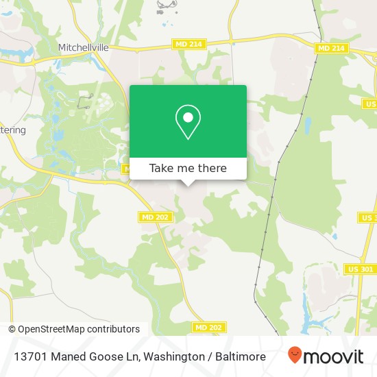 Mapa de 13701 Maned Goose Ln, Upper Marlboro, MD 20774