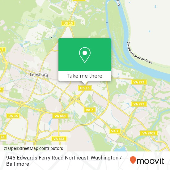 Mapa de 945 Edwards Ferry Road Northeast, 945 Edwards Ferry Rd NE, Leesburg, VA 20176, USA