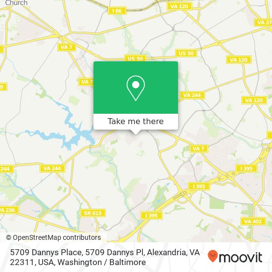 Mapa de 5709 Dannys Place, 5709 Dannys Pl, Alexandria, VA 22311, USA