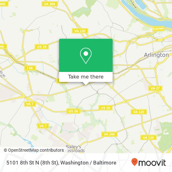 Mapa de 5101 8th St N (8th St), Arlington, VA 22205