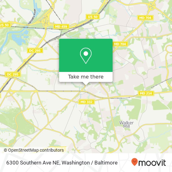 Mapa de 6300 Southern Ave NE, Washington, DC 20019